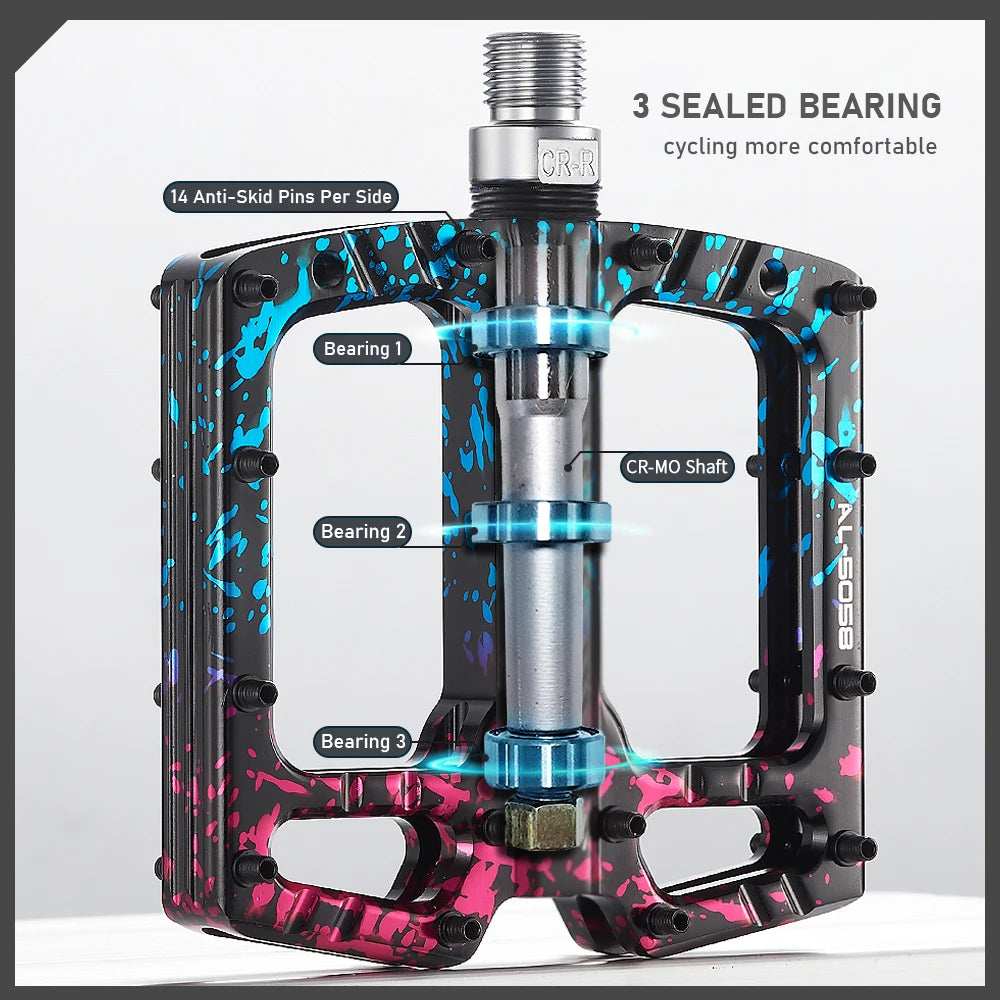 Bike Pedals 9/16 Inch Mountain Bike Pedal Premium Road Bike Pedals Wide Paltform and Lightweight Aluminum Bicycle Pedals