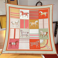 90x90cm New Design Horse Universe Printed Twill Silk Scarf Square Scarves Lady Wraps Kerchief Woman Neck Shawl Wraps
