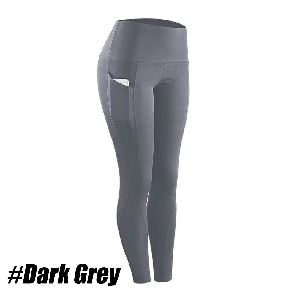 1PC Plus Size Pocket Yoga Pants Women Solid Fitness Sports Leggings High Waist Elastic Gym Tights Female Running Trousers XXXL