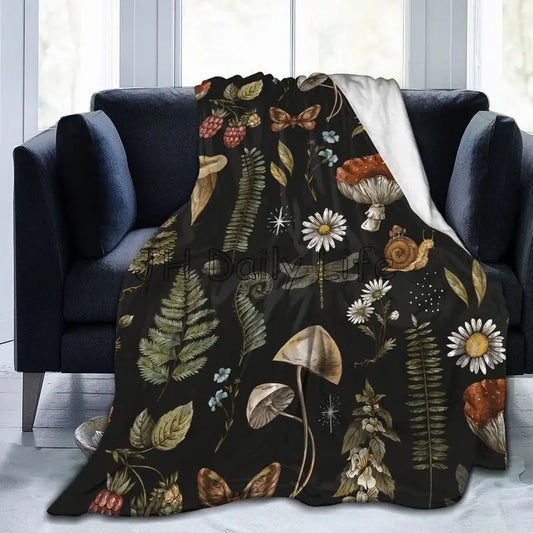 Mushroom Paradise Throw Blanket – Soft, Warm, & Cozy - MANDOTOS