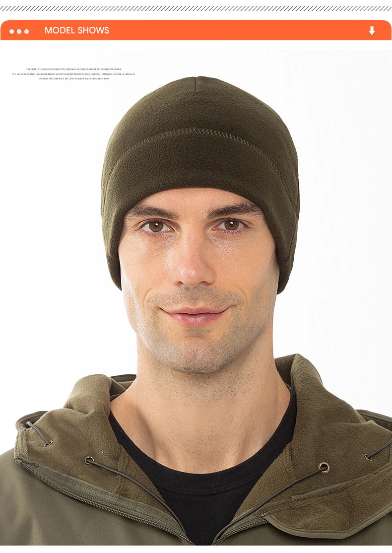 Winter Fleece Beanie Cycling Men Women Elastic Hiking Soft Thermal Commuting Ski Helmet Liner Hat Windproof Camping Cap Outdoor