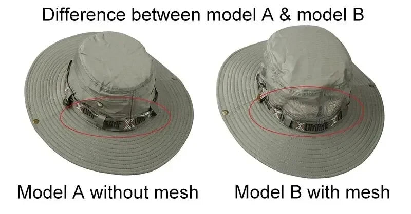 Summer Men's Wide Brim Bucket Hat UV Protection Panama Style Mesh Fisherman Beach Sun Hat for Outdoor Hunting Hiking