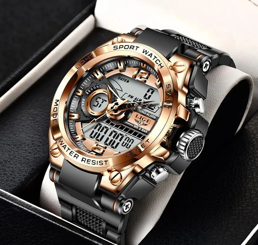 LIGE Men Military Watch Digital 50m Waterproof Wristwatch LED Quartz Clock Sport Watch Male Big Watches Men Relogios Masculino - MANDOTOS