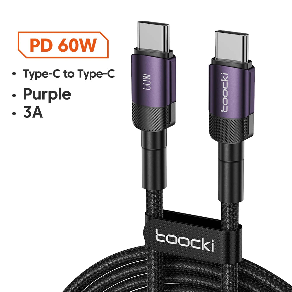 Toocki 100W Type C to USB C Cable PD 3.0 Quick Charge 4.0 Fast Charging Type C to Type C for iPhone 15 Macbook Samsung Xiaomi - MANDOTOS