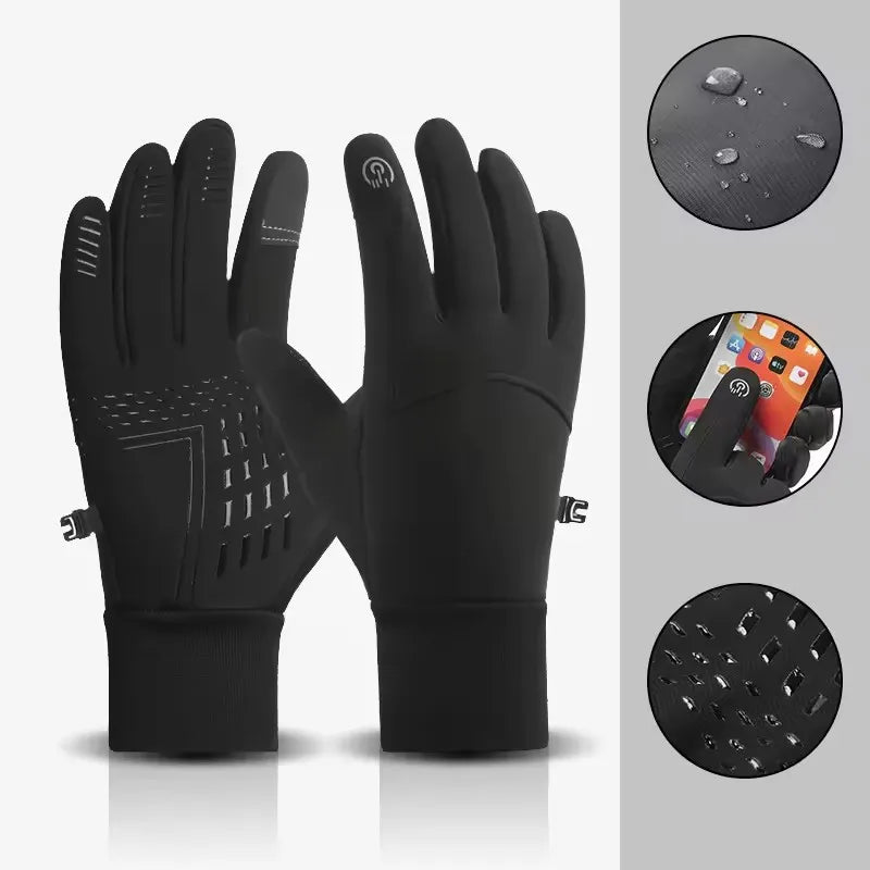 Touch Screen Cycling Gloves for Men & Women Warm Velvet Non-Slip Waterproof Autumn Winter Motorcycle Camping Ski Gloves