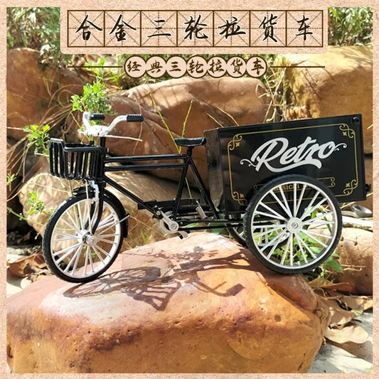 Rickshaw Tricycle model retro bicycle Simulation Alloy model decoration decorative Collection gift