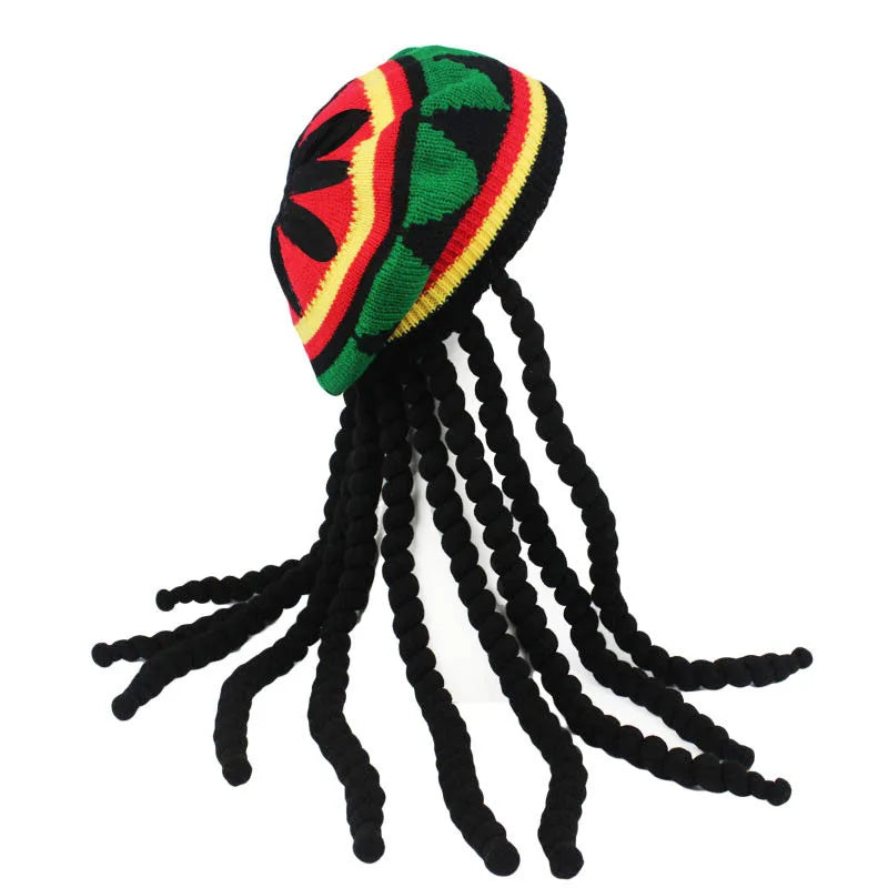 Unisex Wig Braids Hat Hip Hop Hats Knit Men Jamaica Bob Marley Rasta Beanie Winter Dreadlocks Reggae Caribbean Fancy Dress Hat