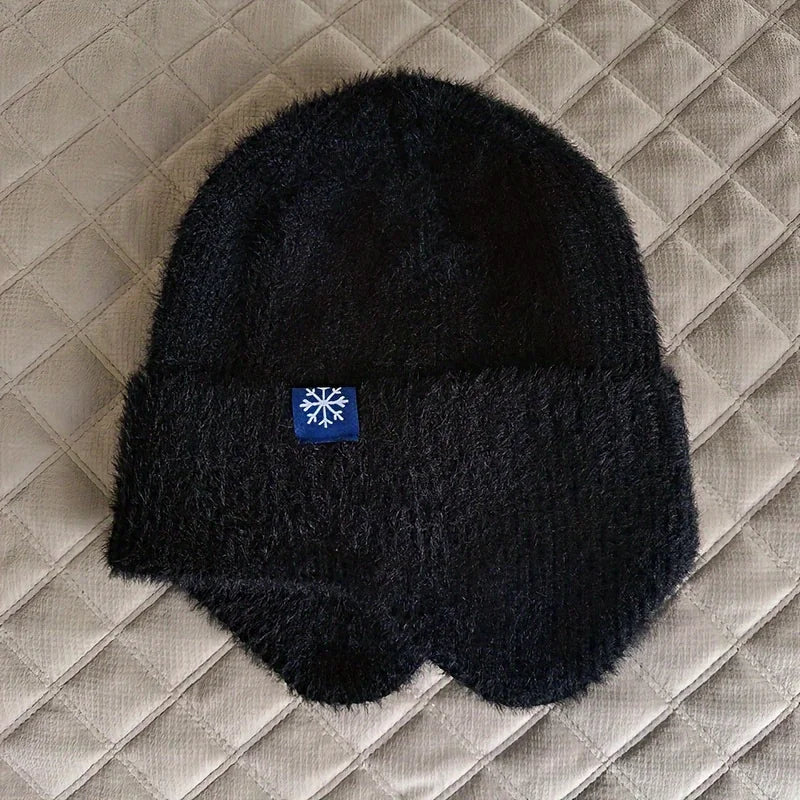 Hot Sale Women Earflap Winter Hat Candy Colors Fashion Faux Fur Knitted Hat Kpop Style Soft Beanie Hats Female Streetwear Cap