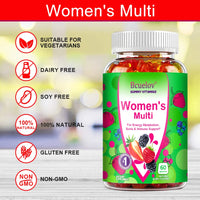 Women's Multivitamin Gummies - Energy, Mood, Hair Care, Skin Care, Support Energy Metabolism, Bone and Immune Health