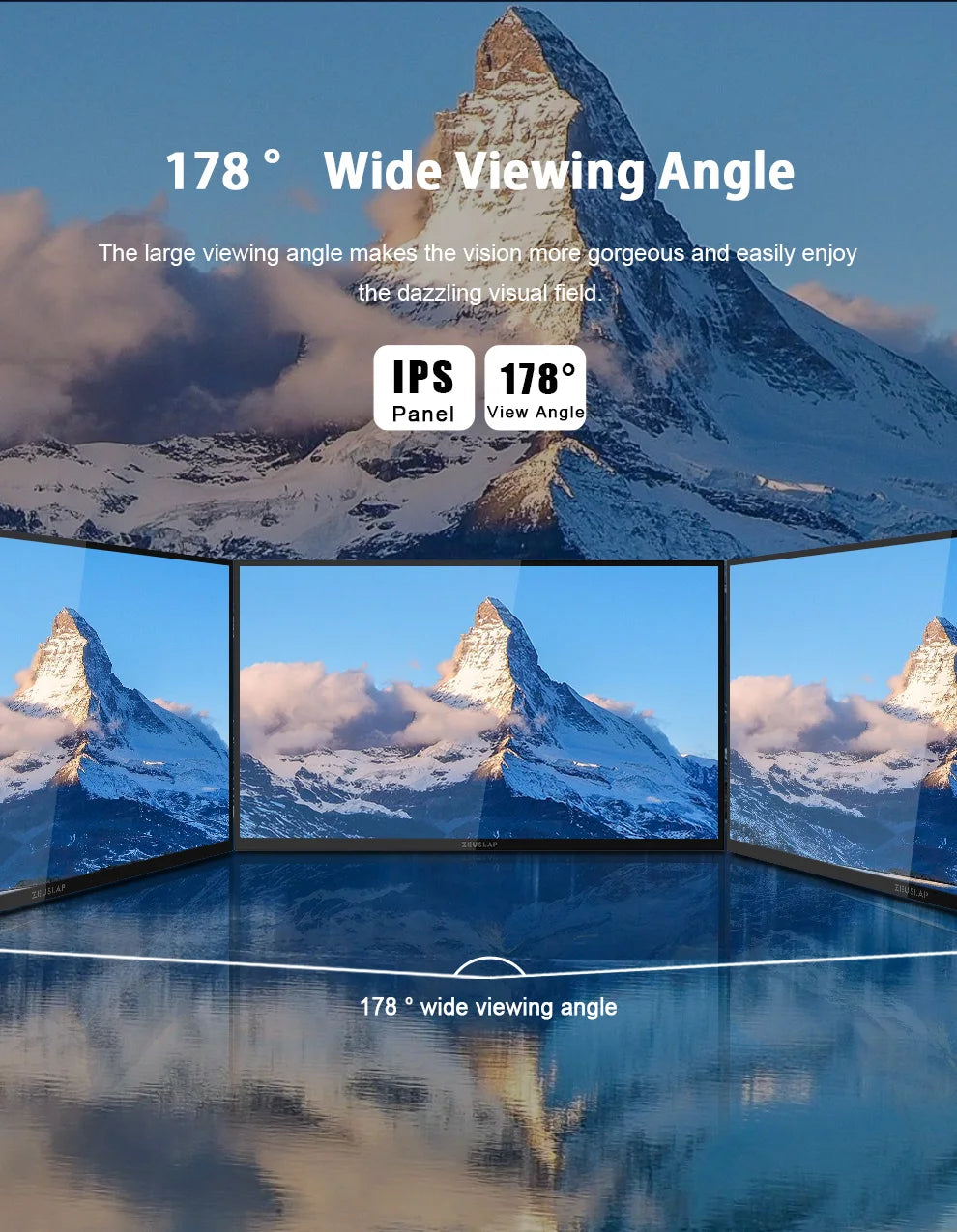 ZEUSLAP 18.5" Touch Screen Portable Monitor 100Hz 100% sRGB With Screen Holder Stand For Laptop Phone Xbox PS4 PS5 Switch