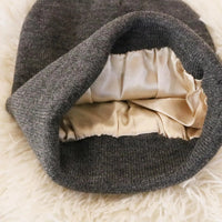 Unisex Satin Lined Beanie Hat For Women Winter Silk Lining Slouchy Warm Cuffed Skullies 2Layer Hair Cover Sleep Cap