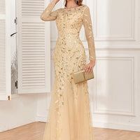 2024 Hot Sale Mermaid Evening Dresses O-Neck Full Sleeve Tulle Embroidery Long Party Gown Elegant Formal Dress