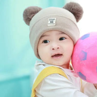 Winter Children Warm Baby Knitted Hats with Pom Pom Kids Knit Beanie Hats Solid Color Children's Hat for Boys Girls Accessories