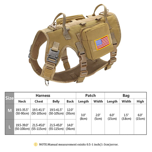 Tactical Dog Harness Leash Durable Military Dog Harness Vest MOLLE For Large Dogs erman Shepherd Training Harnesses With Pouches - MANDOTOS