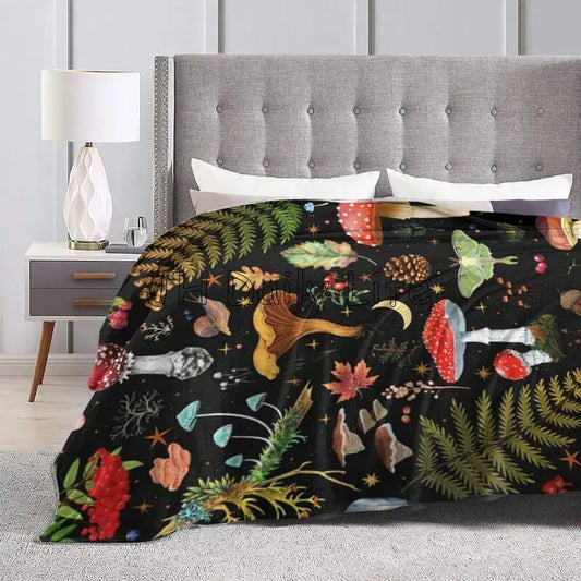Mushroom Paradise Throw Blanket – Soft, Warm, & Cozy - MANDOTOS