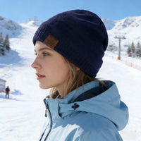 Unisex URGENTMAN Labal Winter Hats Solid Color Knitted Hats For Men And Women Beanie Cap Outdoor Add Fur Lining Warm Sports Hats