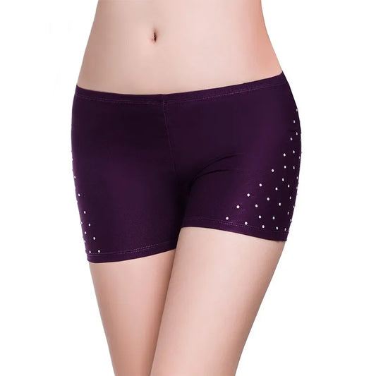 Belly Dance Safety Shorts Women's Belly Dance Clothes Leggings Tight-fitting Stretch Safety Pants with Diamonds Short Pants - MANDOTOS