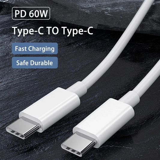 PD 60W USB C to USB Type C Cable Fast Charge Data Cable For Iphone 15 15Pro Huawei Samsung Xiaomi Data Line Black White 1M 2M 3M - MANDOTOS