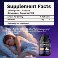Melatonin 12mg - Relieves Anxiety and Stress, Helps with Deep Sleep, Helps Reduce Insomnia and Trouble Falling Asleep, Non-GMO