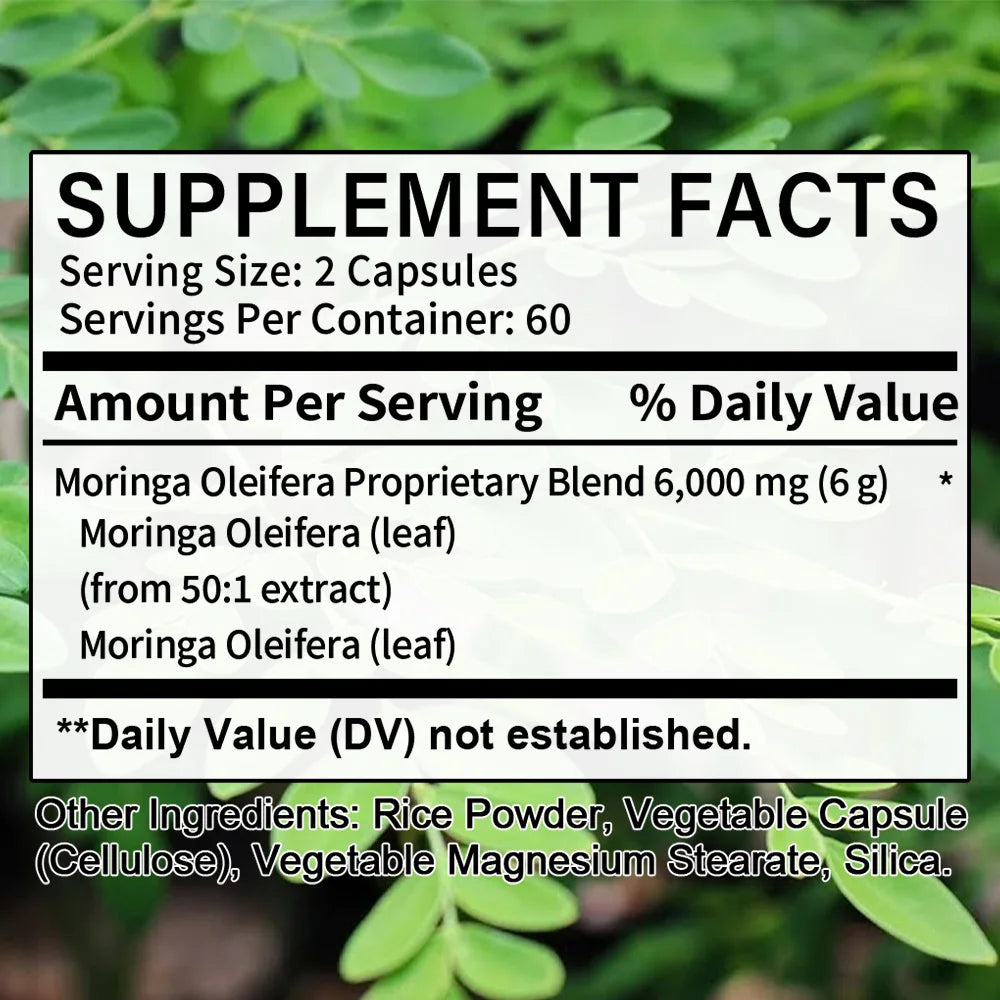 Moringa extract is rich in vitamins, minerals, and natural antioxidants, supporting balanced blood pressure and heart health