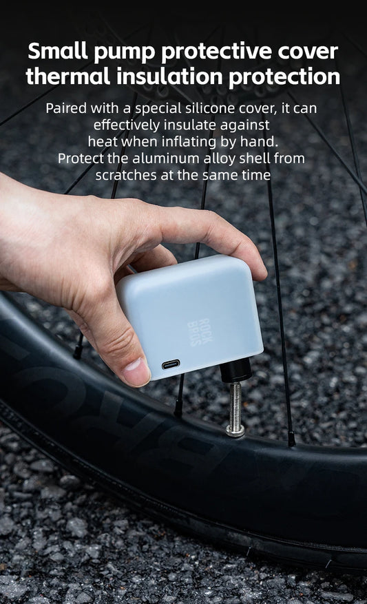 ROCKBROS Portable Mini Electric Bicycle Pump 120PSI Type-C Bike Tire Air Inflator Pump MTB Road AV FV Valve Cycling Pump - MANDOTOS