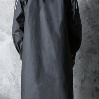 Black Fashion Adult Waterproof Long Raincoat Women's Men's Raincoat Hooded Outdoor Motorcycle, Cycling, Hiking, Fishing