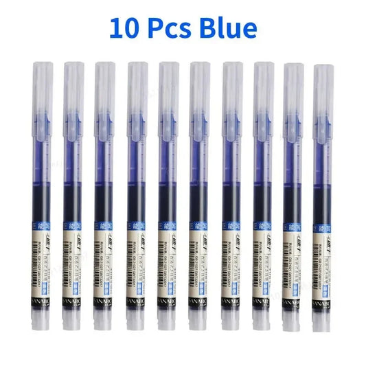 10Pcs/set High Quality Needle Type Gel Pens Straight Liquid Ballpoint Pen Kawaii Stationery School Office Supplies Writing - MANDOTOS