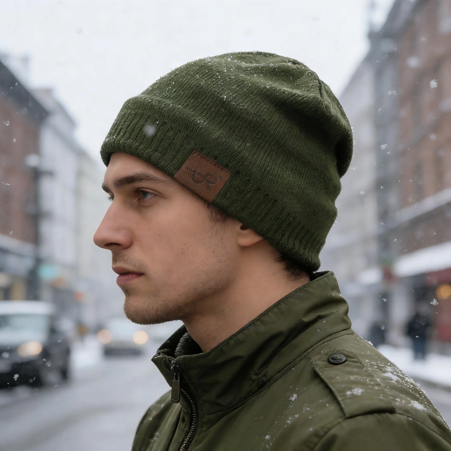 Unisex URGENTMAN Labal Winter Hats Solid Color Knitted Hats For Men And Women Beanie Cap Outdoor Add Fur Lining Warm Sports Hats