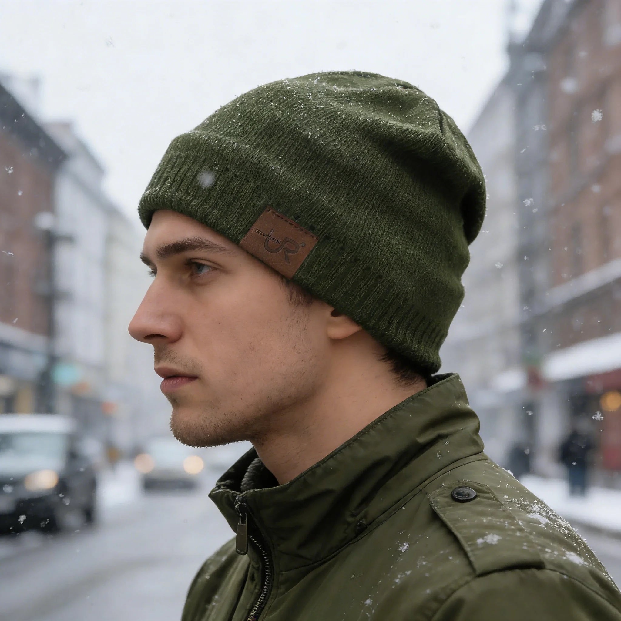Unisex URGENTMAN Labal Winter Hats Solid Color Knitted Hats For Men And Women Beanie Cap Outdoor Add Fur Lining Warm Sports Hats