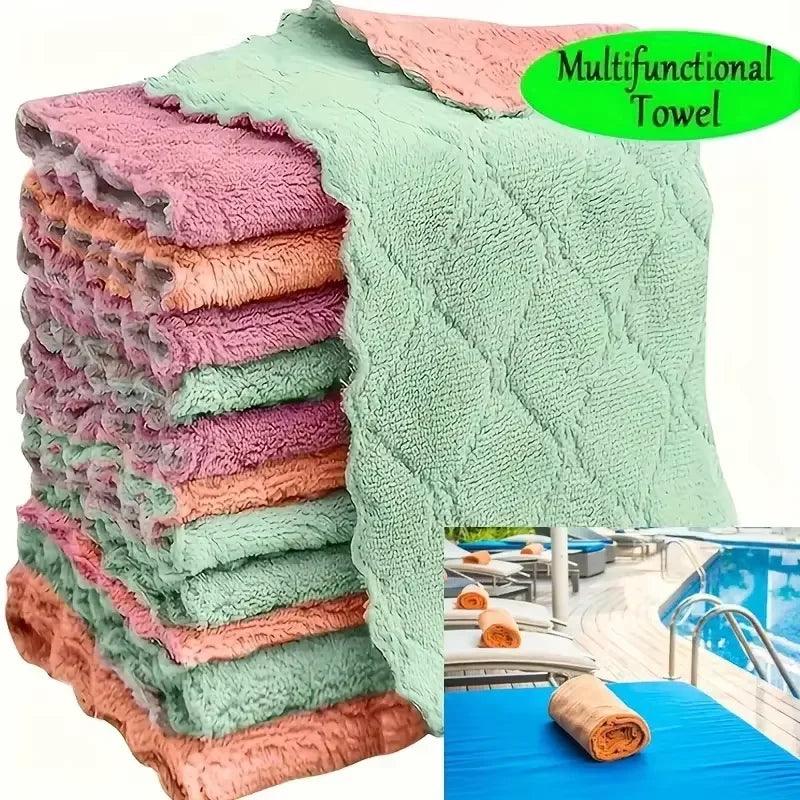 5/10/20pcs Kitchen Towel, Ultra-fine Fiber Light Gray Cleaning Cloth Set, Absorbent, Soft And Stain-removing Cloth - MANDOTOS