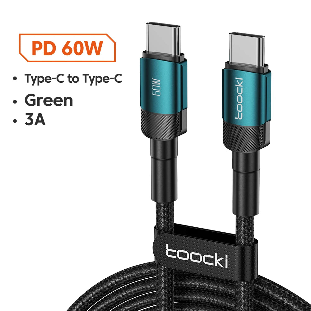 Toocki 100W Type C to USB C Cable PD 3.0 Quick Charge 4.0 Fast Charging Type C to Type C for iPhone 15 Macbook Samsung Xiaomi - MANDOTOS