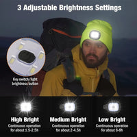 Winter Men Beanie Hat with LED Light Rechargeable Knitted Hat for Woman Cap Night Running Fishing Riding Sports Teenager Beanies