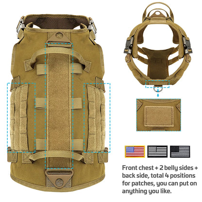 Tactical Dog Harness Leash Durable Military Dog Harness Vest MOLLE For Large Dogs erman Shepherd Training Harnesses With Pouches - MANDOTOS