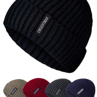 New Unisex URGENTMAN Warm Winter Hats Stylish Plush Fur Lined Beanie Hat Thick Knitted Hats For Men & Women Casual Caps