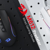 Redragon M612 Predator RGB Gaming Mouse 8000 DPI Wired Optical with 11 Programmable Buttons, White - MANDOTOS
