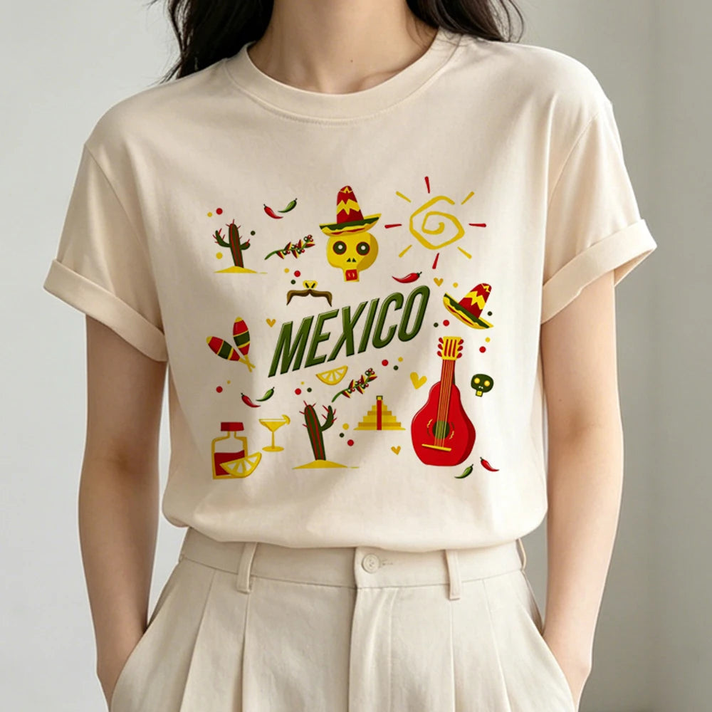 Mexico top tees girl 80s baddie summer alternative  t-shirt kawaii baddie 2000s