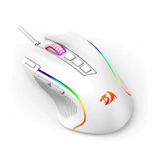 Redragon M612 Predator RGB Gaming Mouse 8000 DPI Wired Optical with 11 Programmable Buttons, White - MANDOTOS