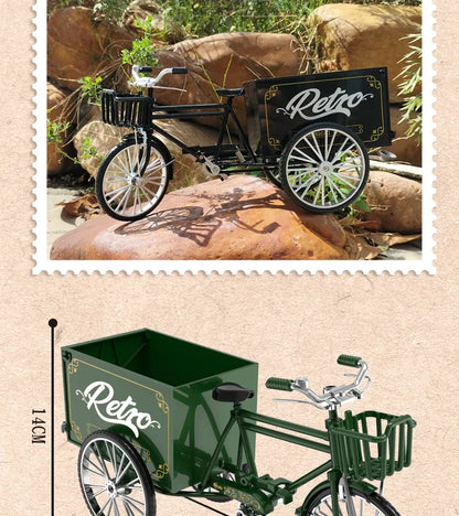 Rickshaw Tricycle model retro bicycle Simulation Alloy model decoration decorative Collection gift