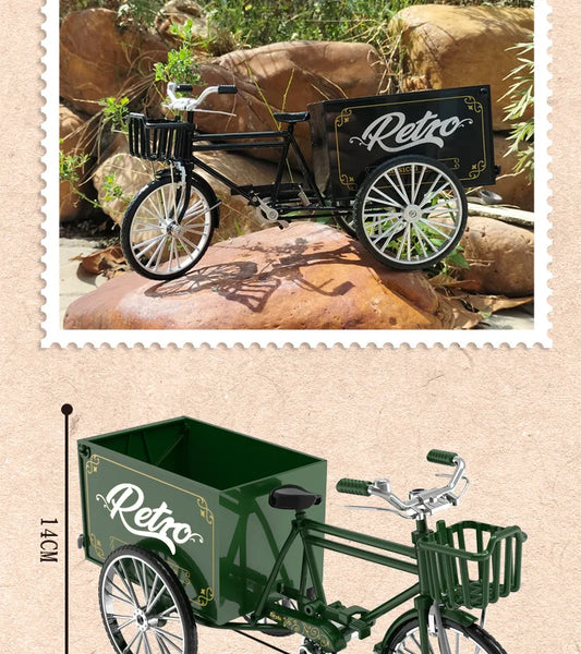 Rickshaw Tricycle model retro bicycle Simulation Alloy model decoration decorative Collection gift