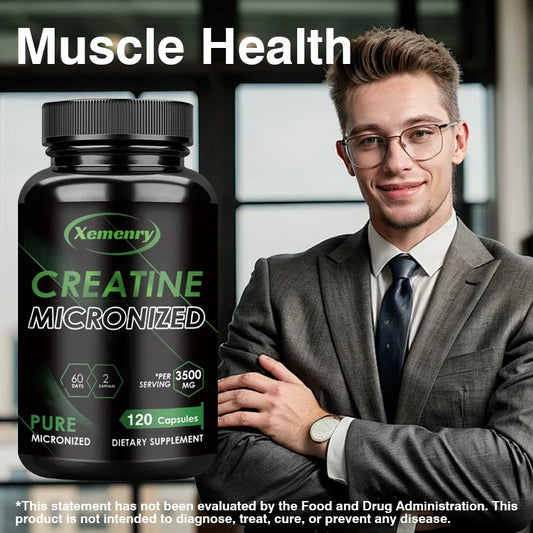 Creatine Monohydrate Capsules - Boosts Energy Levels, Builds Muscle Mass and Promotes Muscle Recovery - 120 Capsules