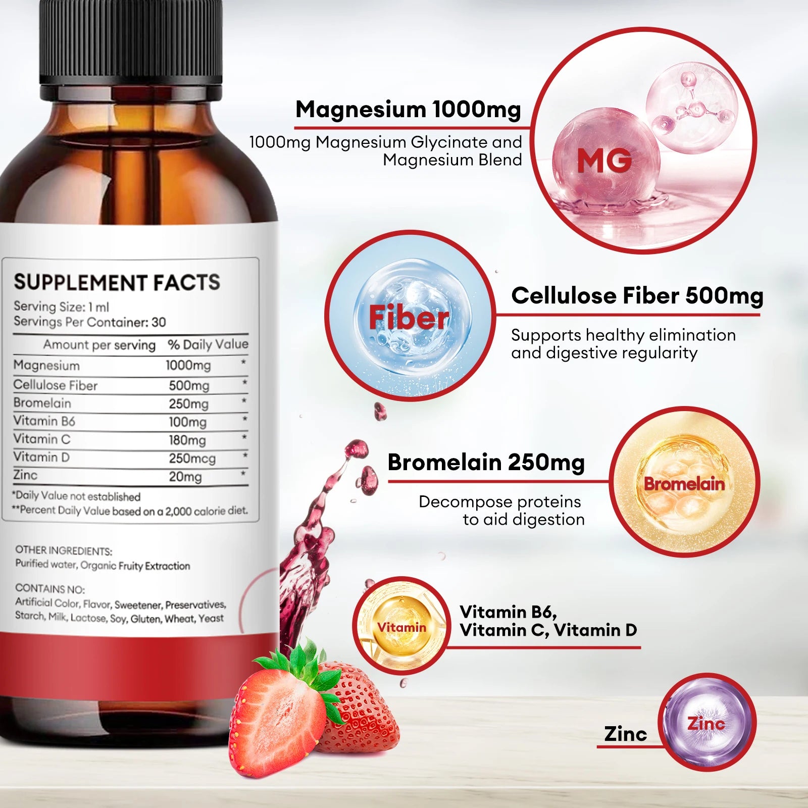 Magnesium Glycinate Liquid Drops - Triple Absorption Supplement, Support Nerves, Nighttime, Heart and Muscles Health Help Sleep