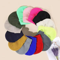 Women Men Fluorescent Color Warm Beanie Hat Autumn Winter Stretch Knitted Crochet Beanies Hat Cap Black Red White Navy Pink