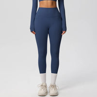 High Waist Women's Leggings Stretch Yoga Pants Tights With Pockets Push Up Fitness Running Sportswear Solid Color Pants