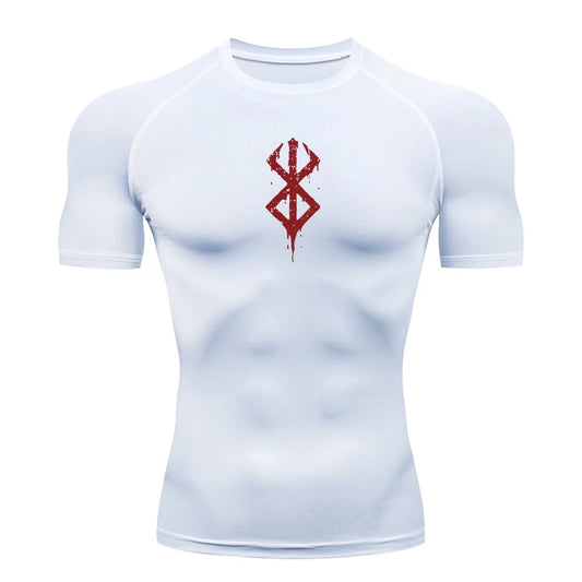 Men's Print Compression Shirts Summer Short Sleeve Rash Guard Gym Workout T-shirt Athletic Quick Dry Baselayer Undershirts Tops - MANDOTOS