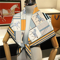 90x90cm New Design Horse Universe Printed Twill Silk Scarf Square Scarves Lady Wraps Kerchief Woman Neck Shawl Wraps