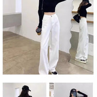 New Design Sense Women's Loose Denim Pants Retro Straight Leg Pants Fashionable Solid Color Loose Casual Wide Leg Pants