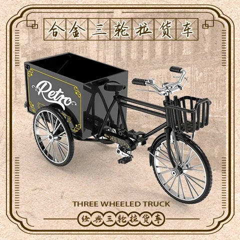 Rickshaw Tricycle model retro bicycle Simulation Alloy model decoration decorative Collection gift