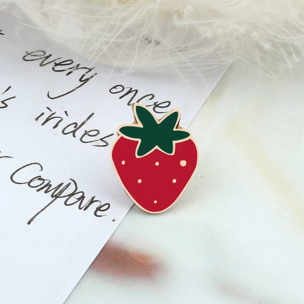 Sliced Watermelon Fruit Brooches Women Pink Strawberry Cherry Shirt Lapel Brooch Bag Badges Men Creative Enamel Pin Summer Gifts - MANDOTOS