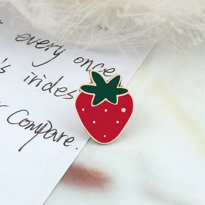 Sliced Watermelon Fruit Brooches Women Pink Strawberry Cherry Shirt Lapel Brooch Bag Badges Men Creative Enamel Pin Summer Gifts - MANDOTOS