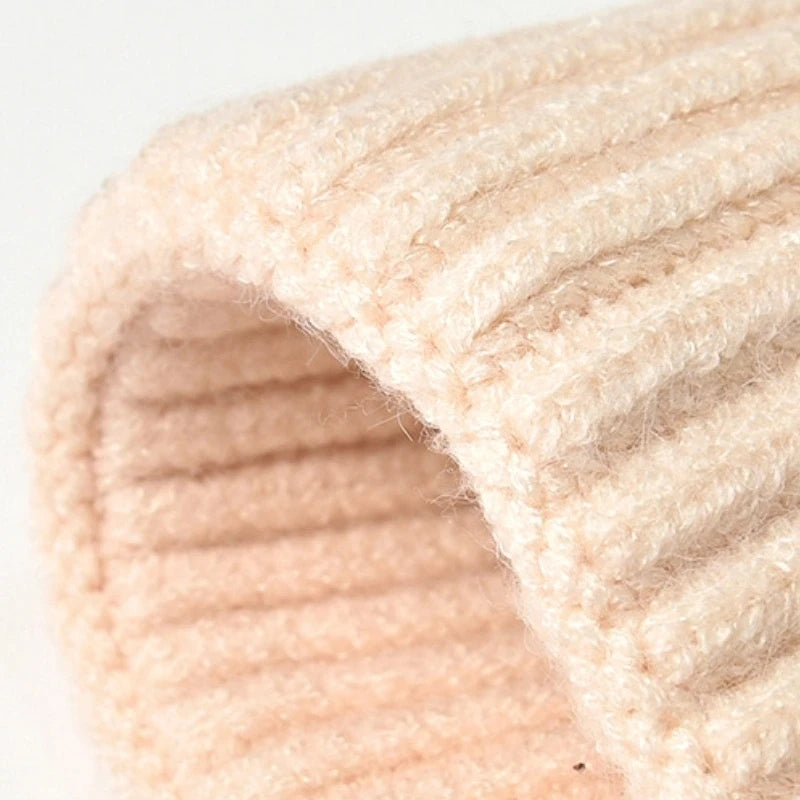 Winter Knitted Hat Warm Outdoor Sport Cold Protection Running Beanie Cap Elastic Thermal Cycling Skull Roll-up Cuffed Cap
